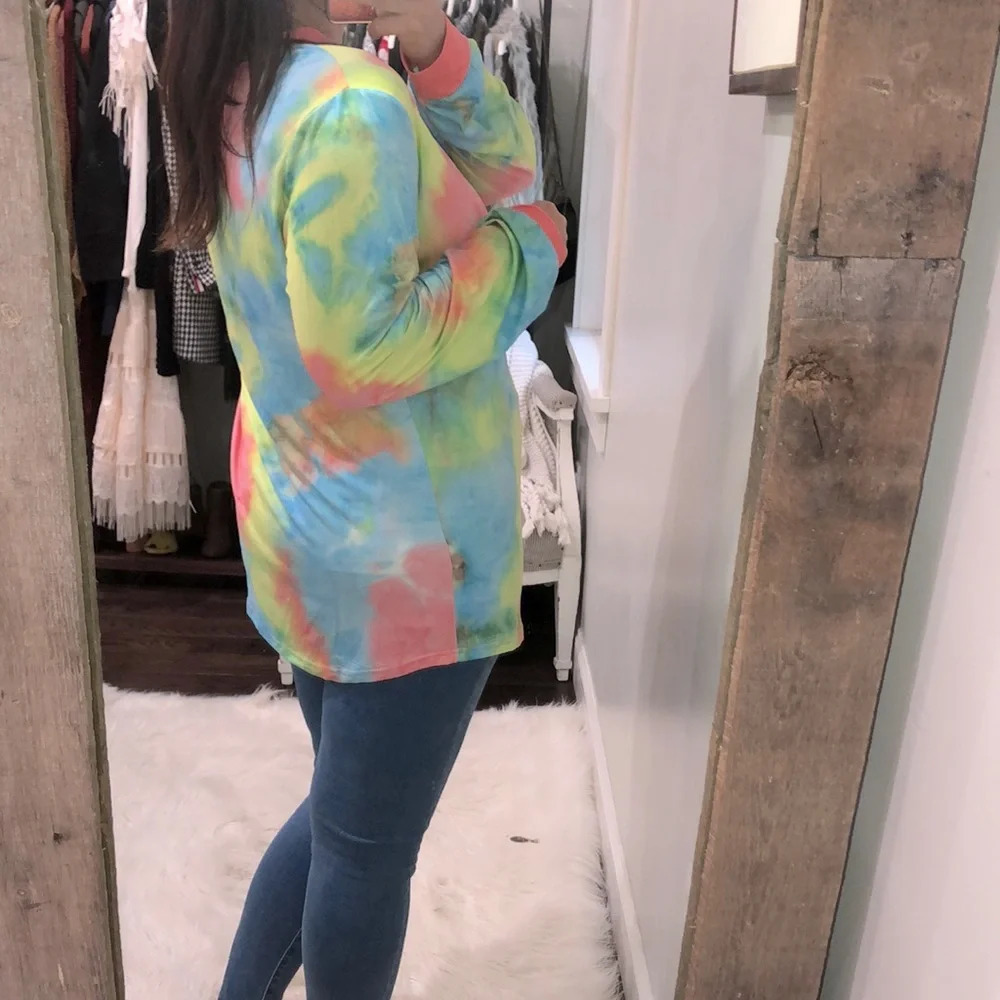 2X fun multicolor tie dye splotched top - Picture 4 of 6